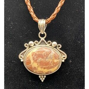 Brown Agate Sterling Silver Pendant Necklace